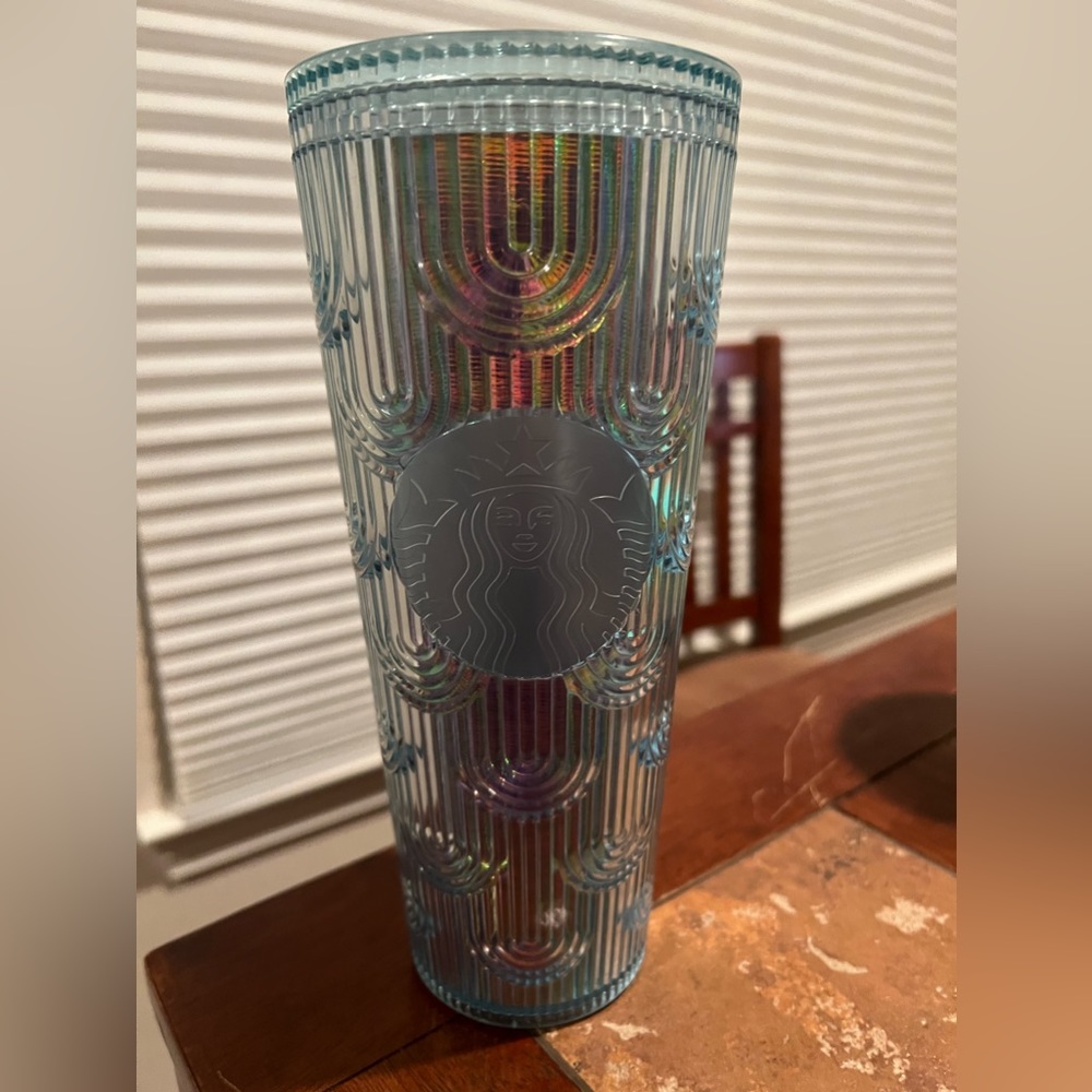 Blue rainbow Starbucks cup